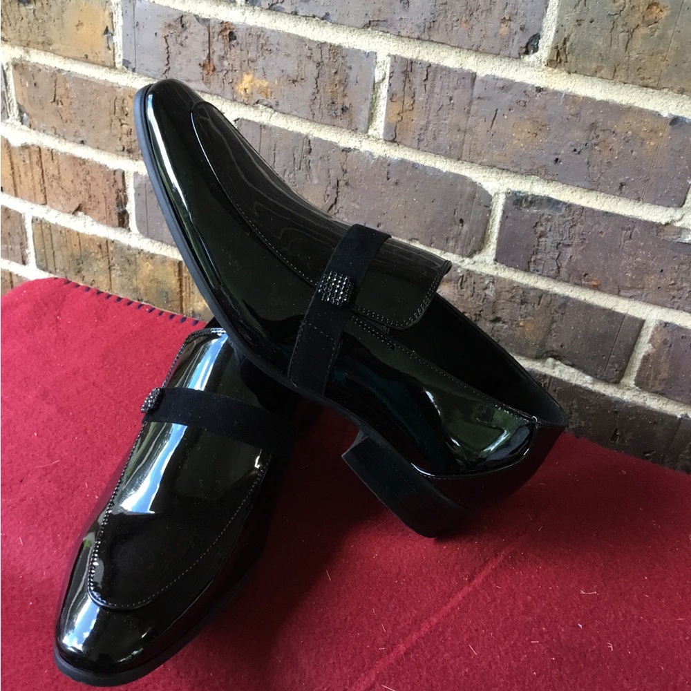 Men's Black Patent Slip-On Dress Loafers